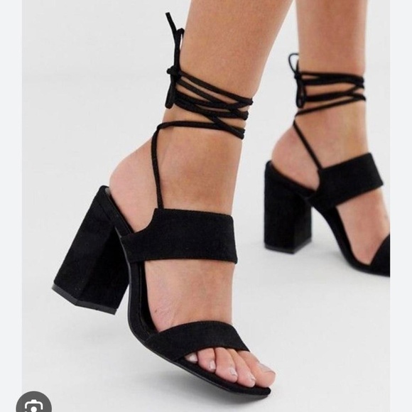 [Simmi London] Ankle Tie Block Heel Sandals - Picture 2 of 3